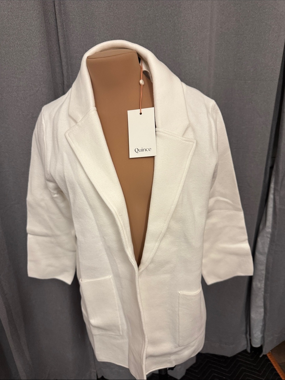Quince White Open-Front Knit Coatigan